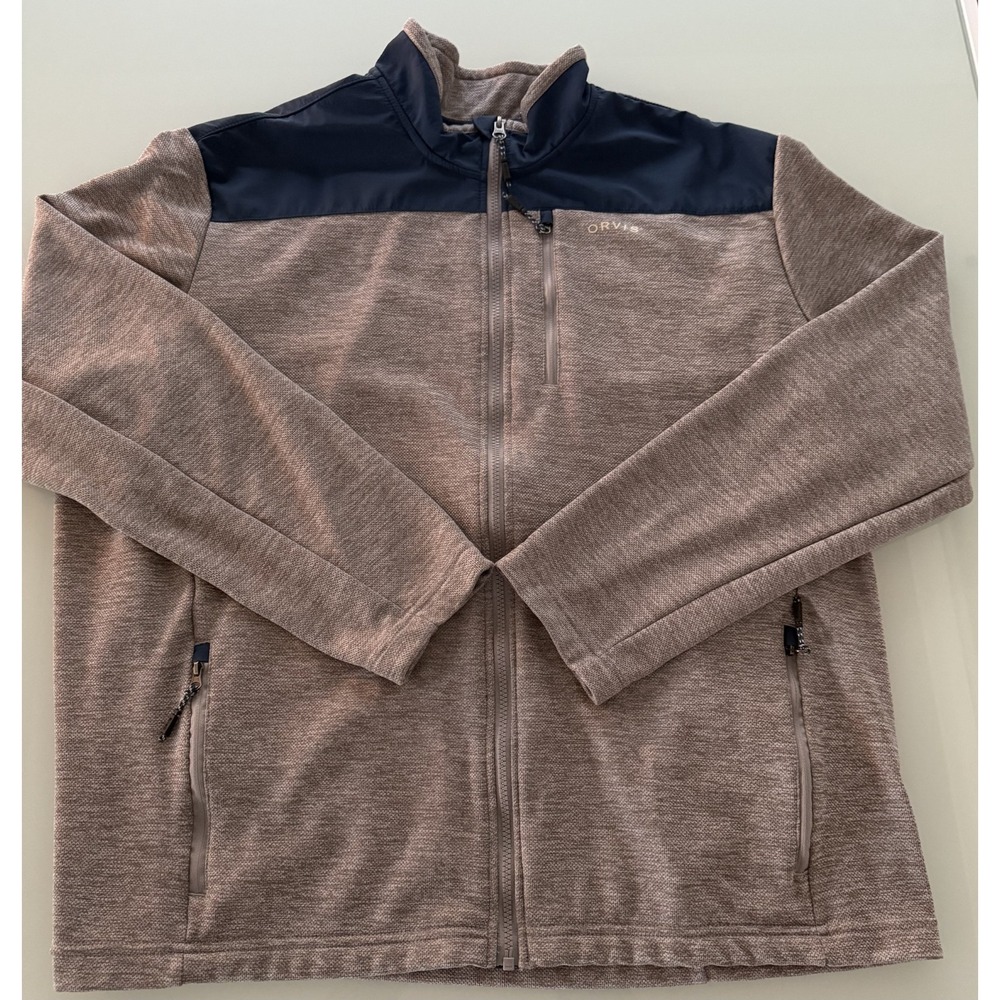 ORVIS Gray & Navy 100% Polyester Men's Full Zip Light Weight Jacket - XXL